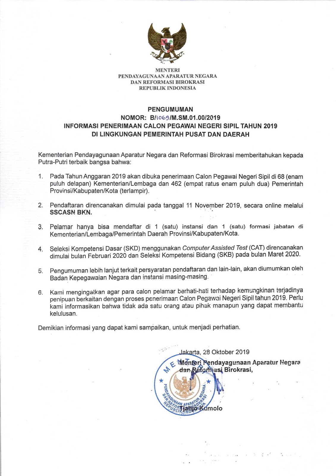 Rencana Pembukaan Seleksi Dan Jumlah Alokasi Formasi Cpns 2019 Rekrutmen Lowongan Kerja Bulan Mei 2021