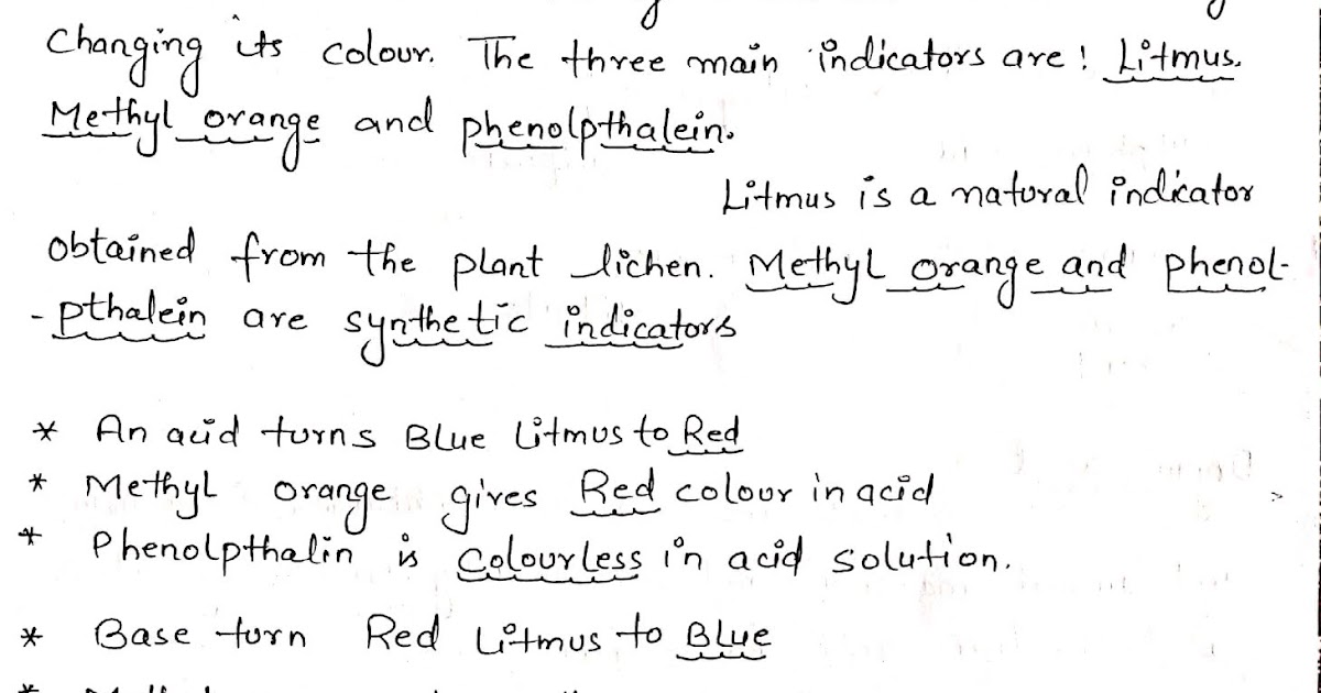 acid and base class 10 notes