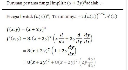 Contoh soal turunan kedua