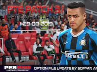 Option File PES 2019 untuk PTE 3.1 DLC 6.0 update 29/8/2019 Option File PES 2019 untuk PTE 3.1 DLC 6.0 update 29/8/2019