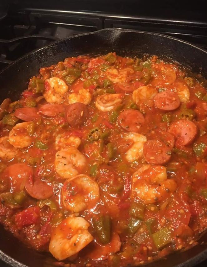 SMOTHERED OKRA WITH SAUSAGE & SHRIMP Recipes