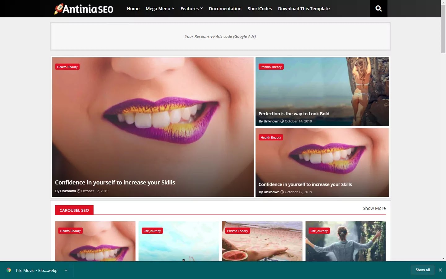 300+ Professional Blogger Templates - Amp, SEO Friendly, Responsive, and Fast Loading Template Antinia SEO - Blog & Magazine Blogger Template