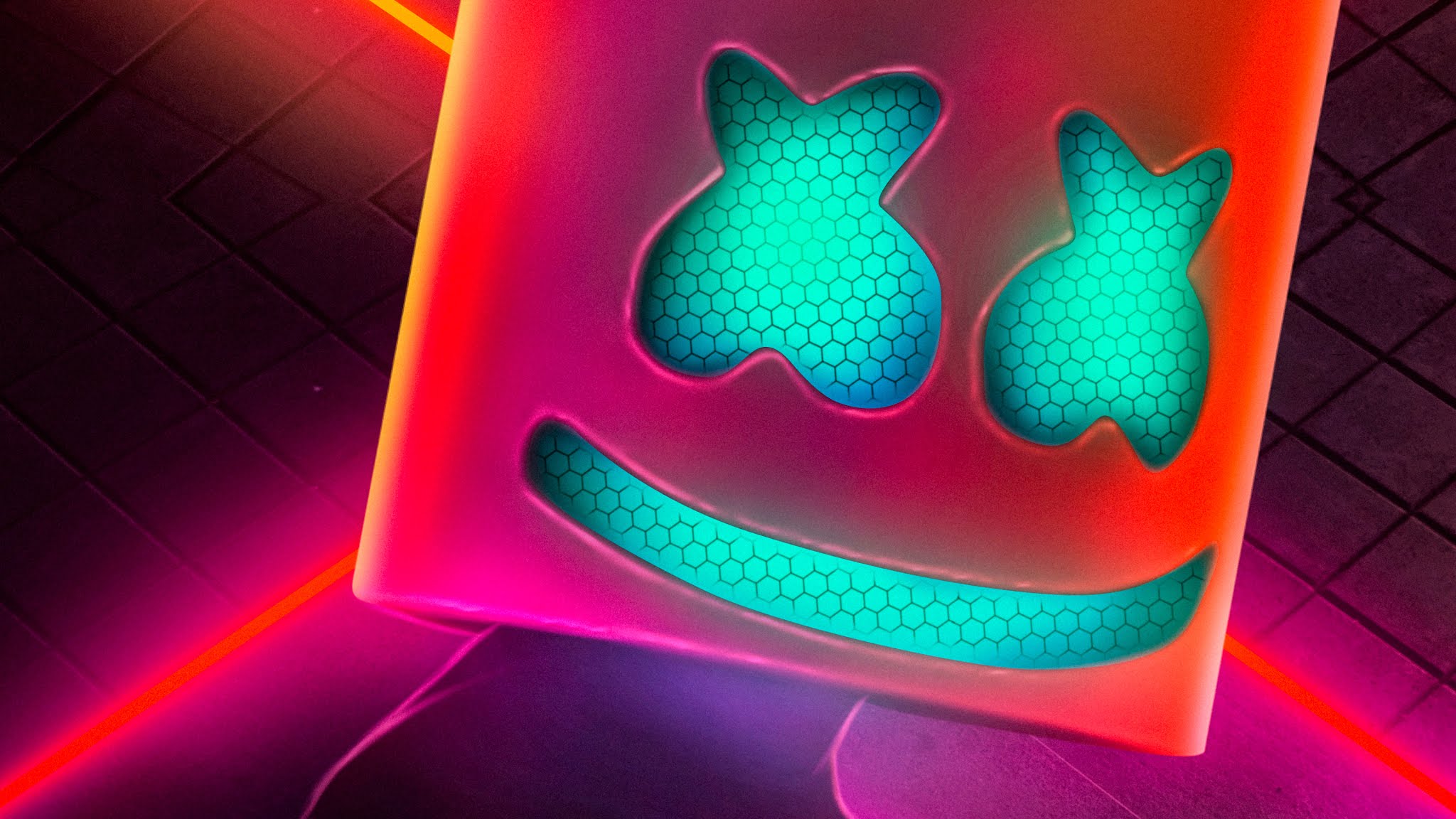 Marshmallow, DJ, Artista, Luzes, Neon Papel de Parede para Celular