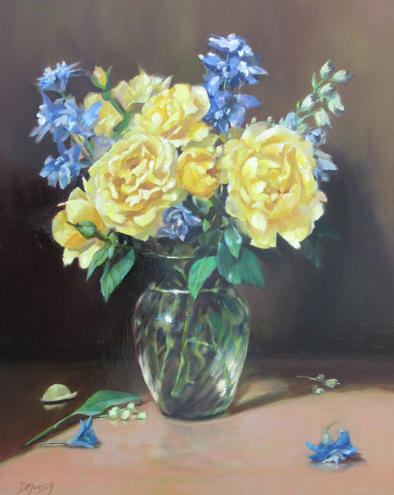 Painting Yellow Roses, Art Oil painting:  Original