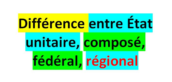 Différence entre État unitaire, composé, fédéral, régional . Cours de