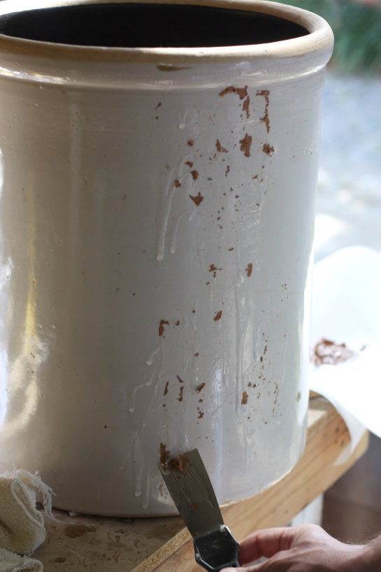 Estate Finds Our 8 Gallon Blue Crown Stoneware Crock 17 Apart