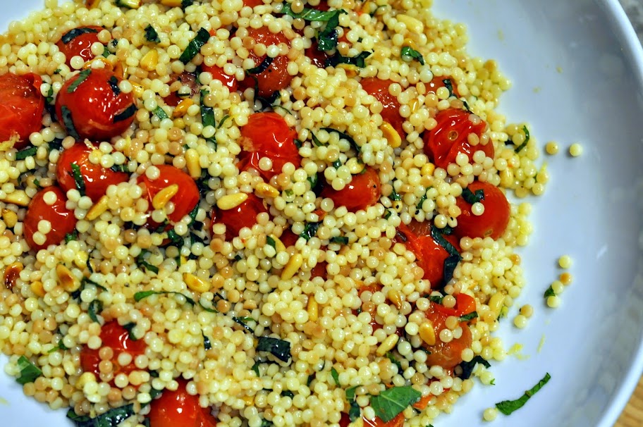 Pearl Couscous with Roasted Cherry Tomatoes and Pine Nuts | Taste As You Go