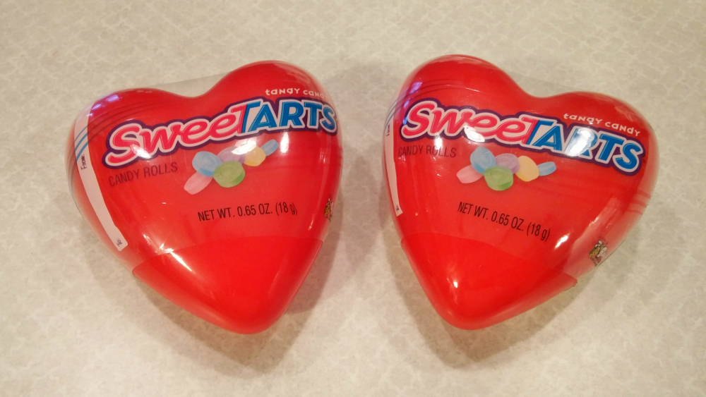 Sweet Tarts heart shaped candy containers