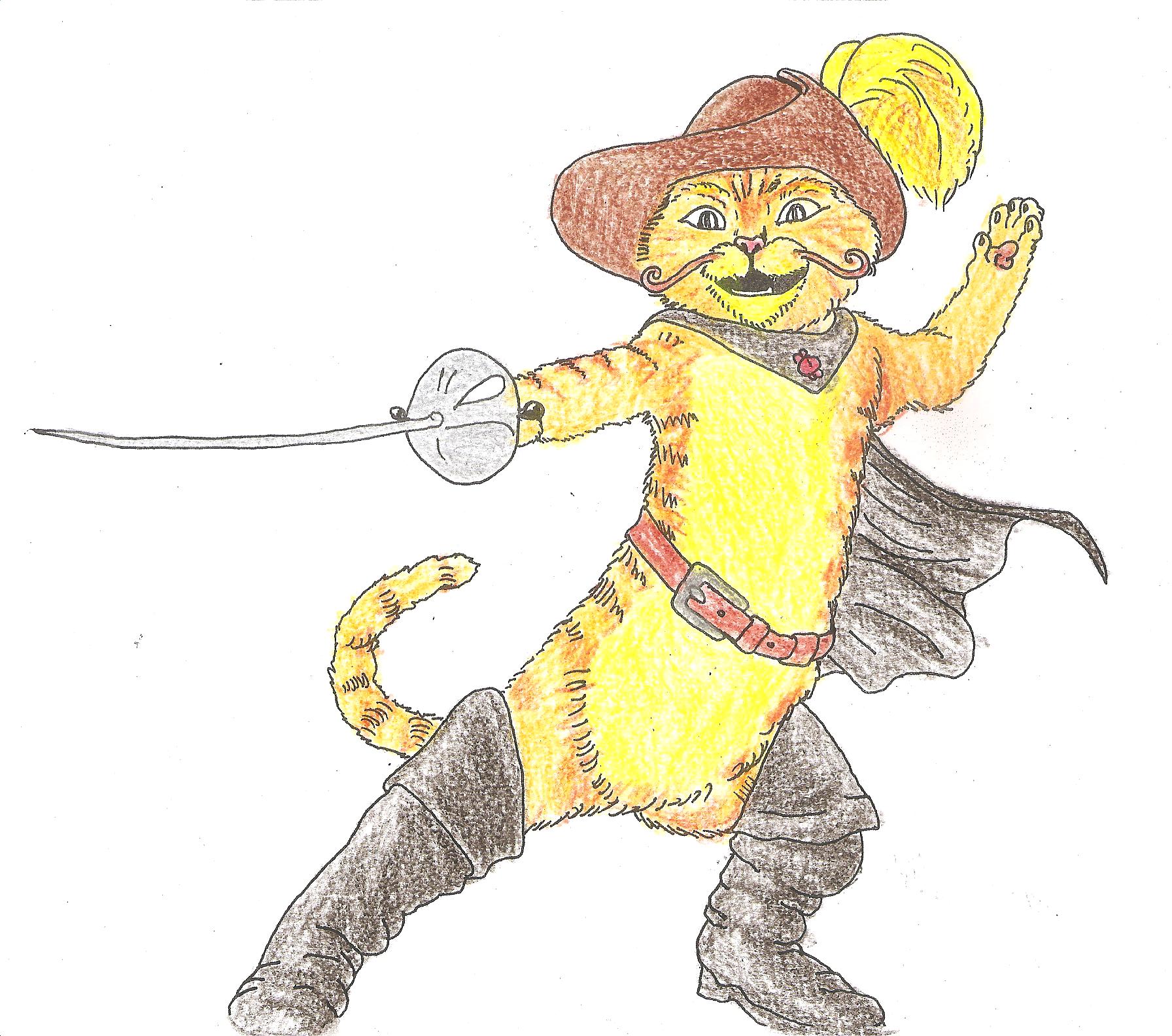 Кот в сапогах рисунок для детей. El gato Human Glaicer.