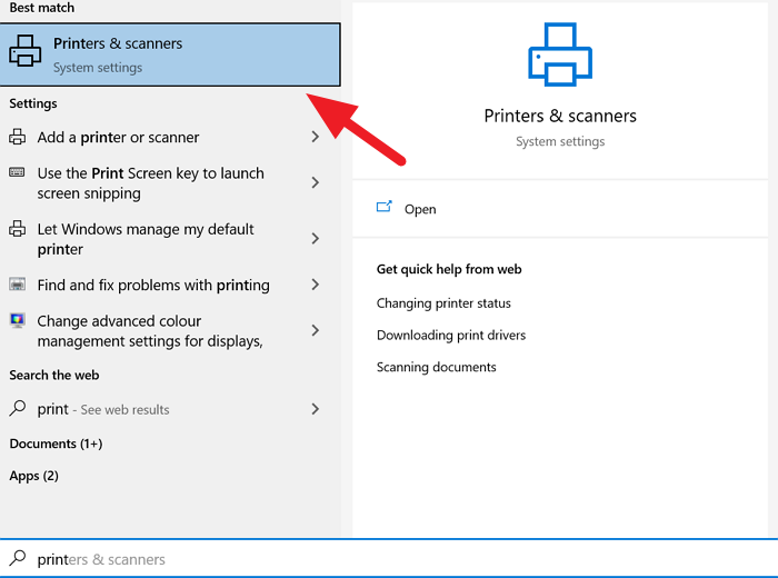 Stampanti e scanner di Windows 10