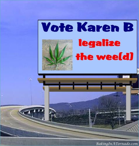 Vote Karen B, legalize the wee(d) | graphic created by and property of www.BakingInATornado.com | #MyGraphics