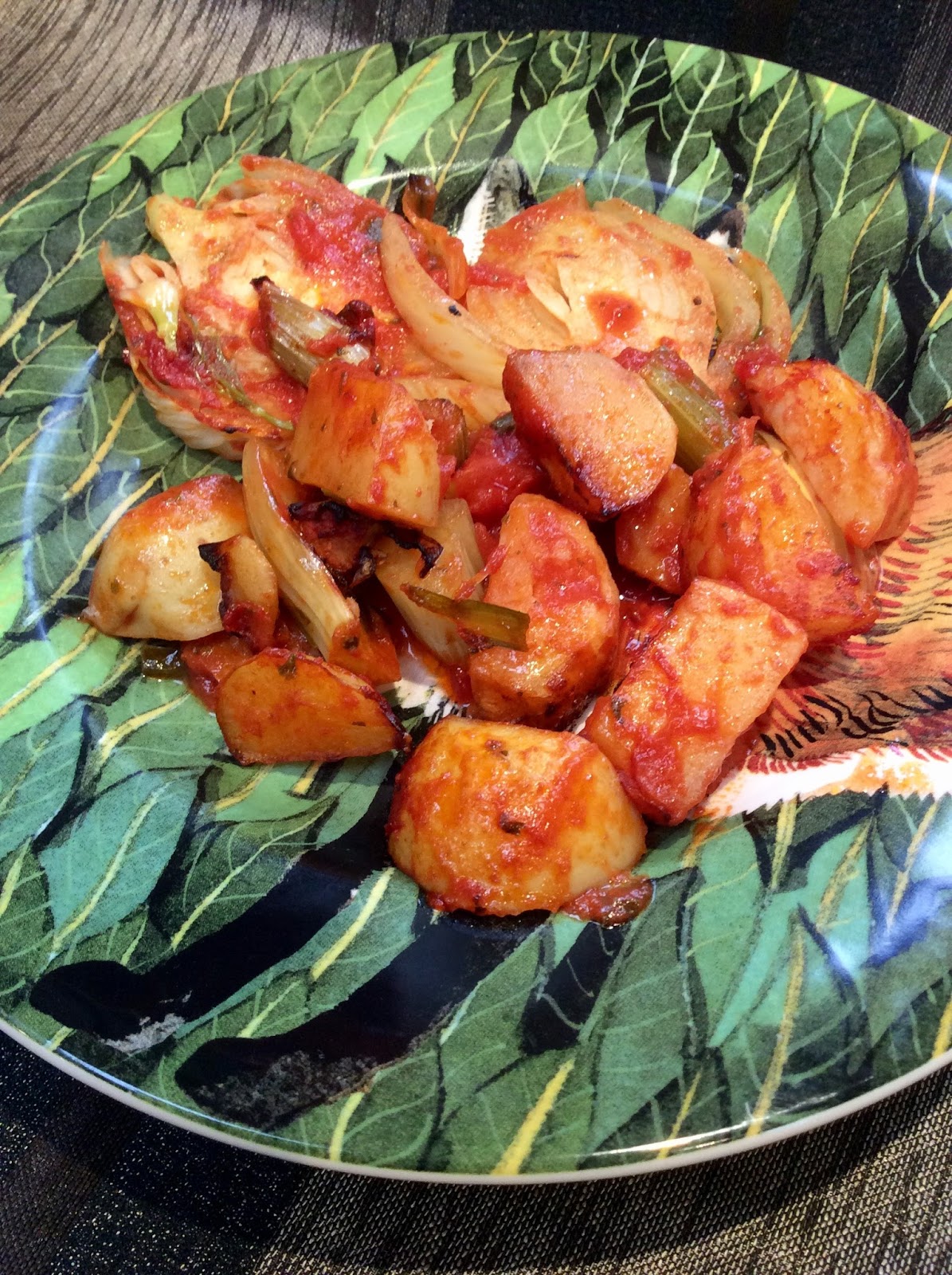 Chez Maximka Fennel and potatoes in tomato sauce