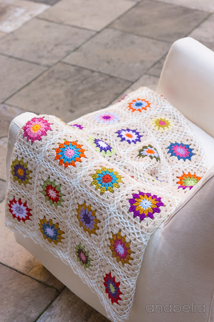 Sofa-sized crochet square blanket by Anabelia Craft Design