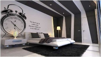 Jugendzimmer-jungs-Raum-Ideen-schwarz-weiß-abgestreift-Tapete-cool-Wanddekoration