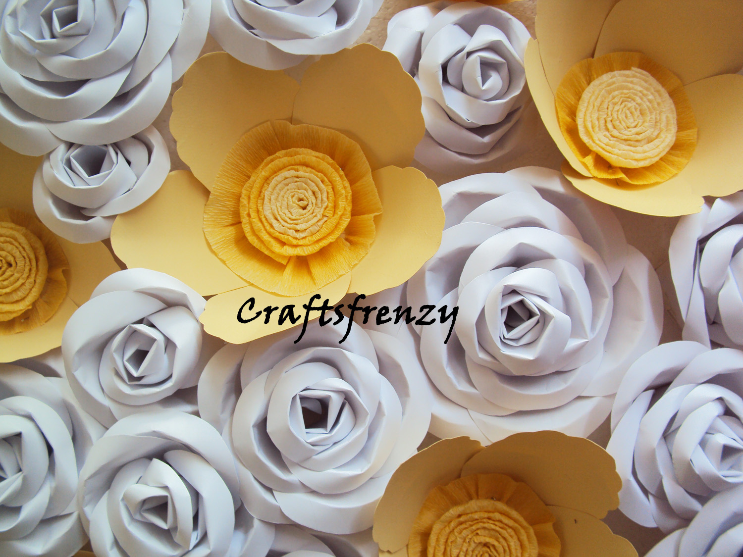 Craftsfrenzy Yellow and White Paper Flowers