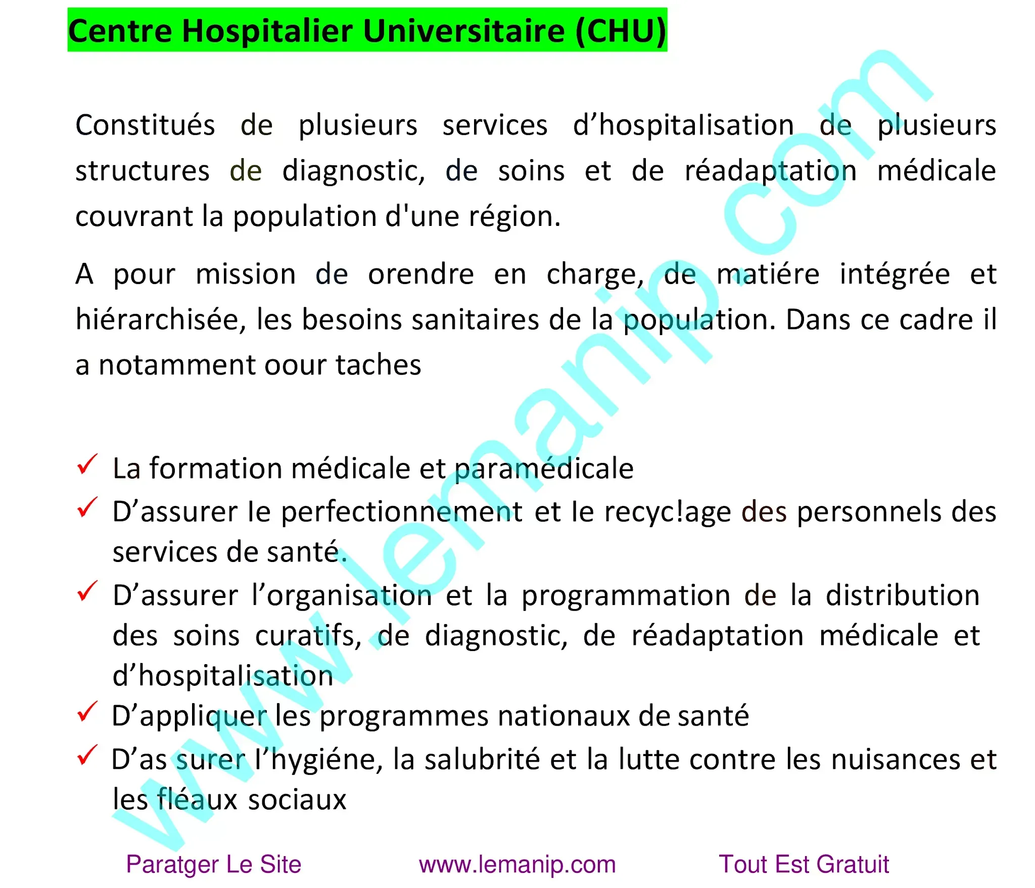 Centre Hospitalier Universitaire (CHU)