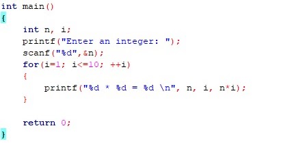 Print multiplication table in C ~ Computer Languages (clcoding)