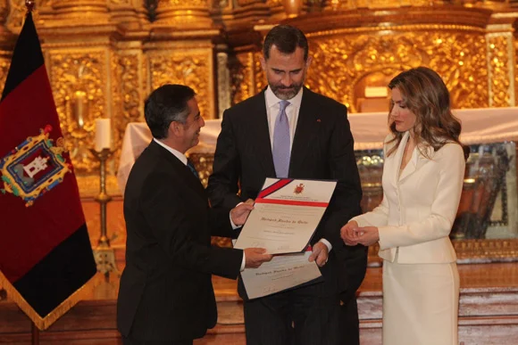 Princess Letizia Ortiz, Prince Felipe and Ecuadorian President Rafael Correa