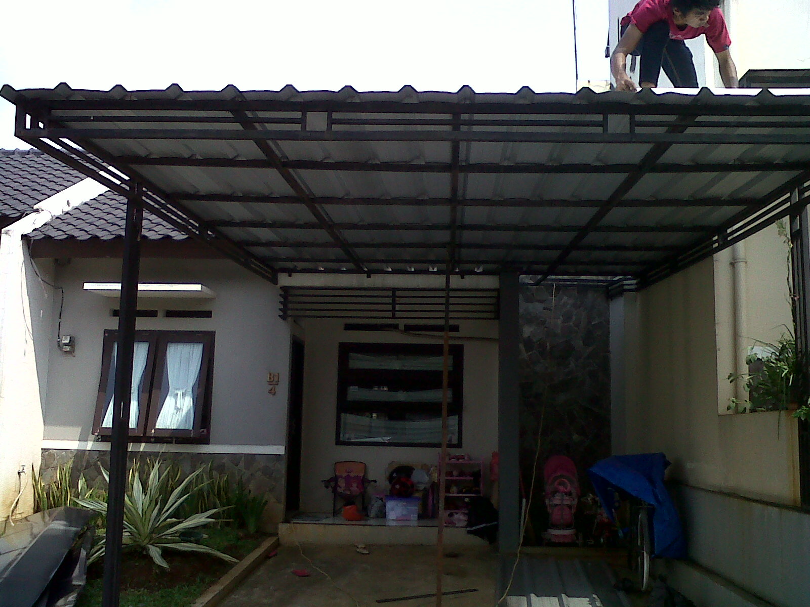 Kanopy Minimalis Atap Spandek  Bengkel Las Listrik Bogor