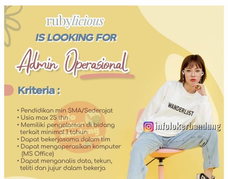 Lowongan Kerja Admin Operasional Rubylicious Bandung Juni 2021