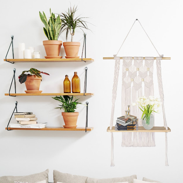 Wood Rope Floating Shelves
