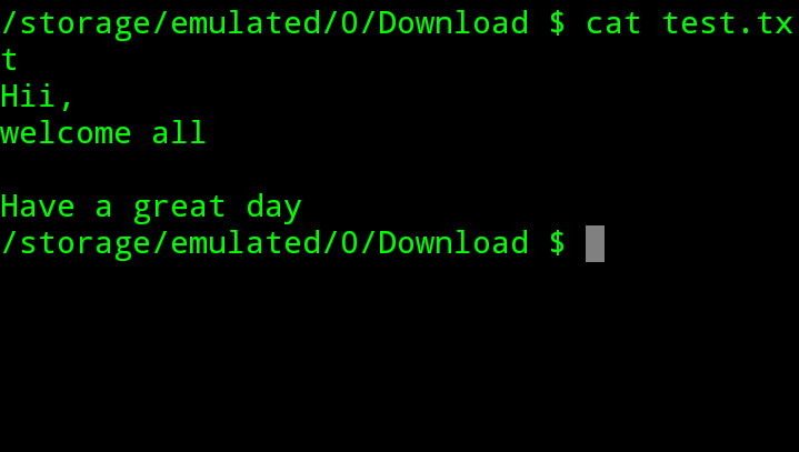 linux cat command print output