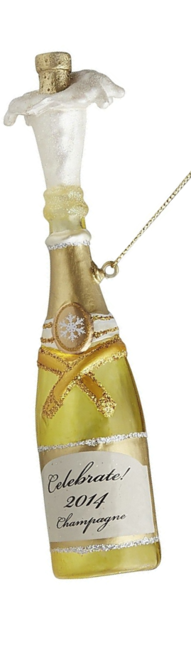 Pier One Glass Champagne Bottle Ornament