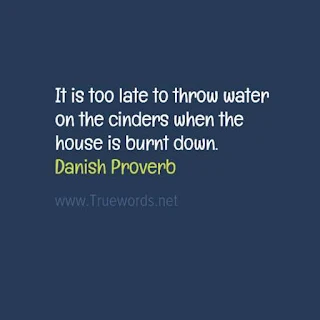  It is too late to throw water on the cinders when the house is burnt down