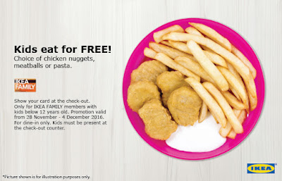 IKEA Malaysia Kids Eat Free Chicken Nuggets Meatballs Pasta Promo