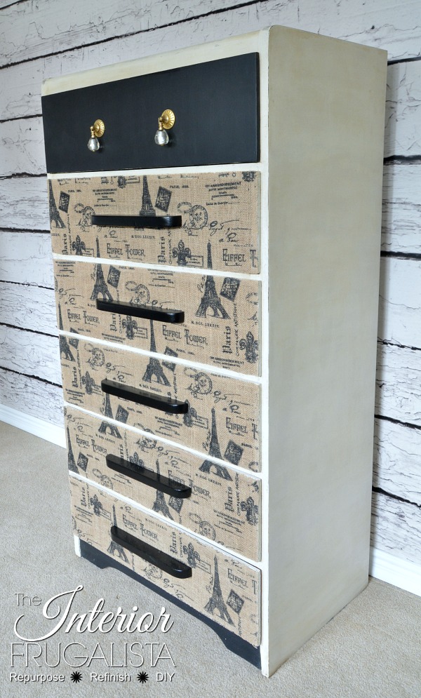 Vintage Waterfall Dresser Makeover With Decoupage Fabric