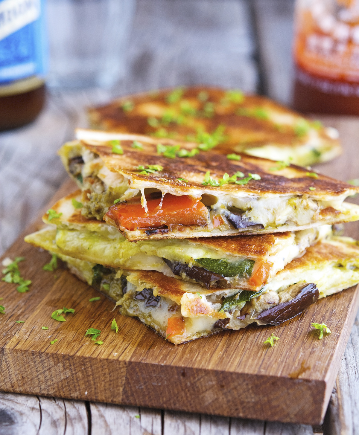Grilled Vegetable Quesadillas with Kale Pesto