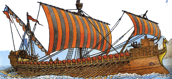 Gambar Kapal Layar Dromon Lukisan