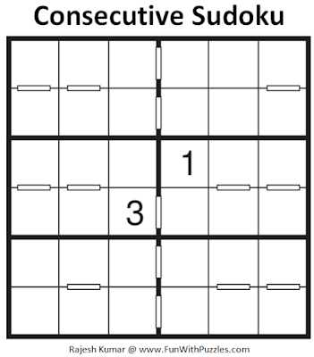 Consecutive Sudoku Puzzle (Mini Sudoku Series #103)