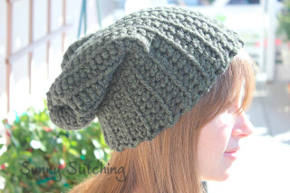 Ribbed Slouchy Beanie free crochet pattern