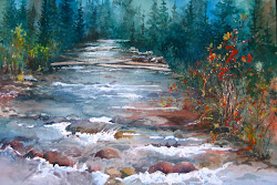 river watercolor spirit painting moving water landscapes twilight oil autumn bear march paintings