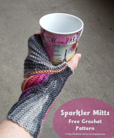 Sparkler Mitts - free crochet pattern by Knitting and so on