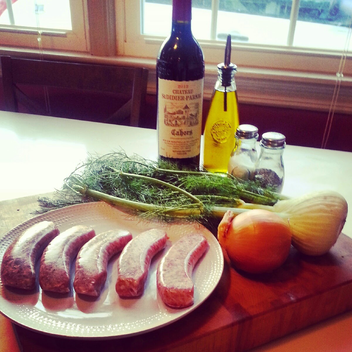 The Domestic Goddess Roasted Sausage with Red Wine and Fennel