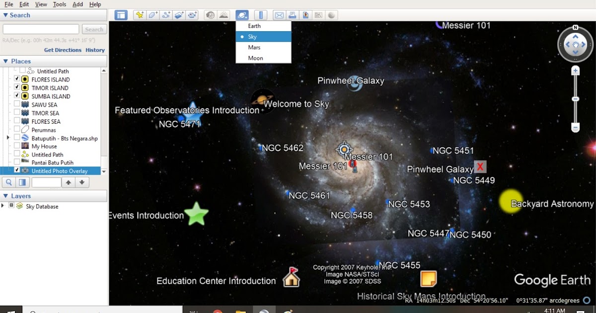 Monitor Space using Google Earth (Sky, Stars and Galaxy)