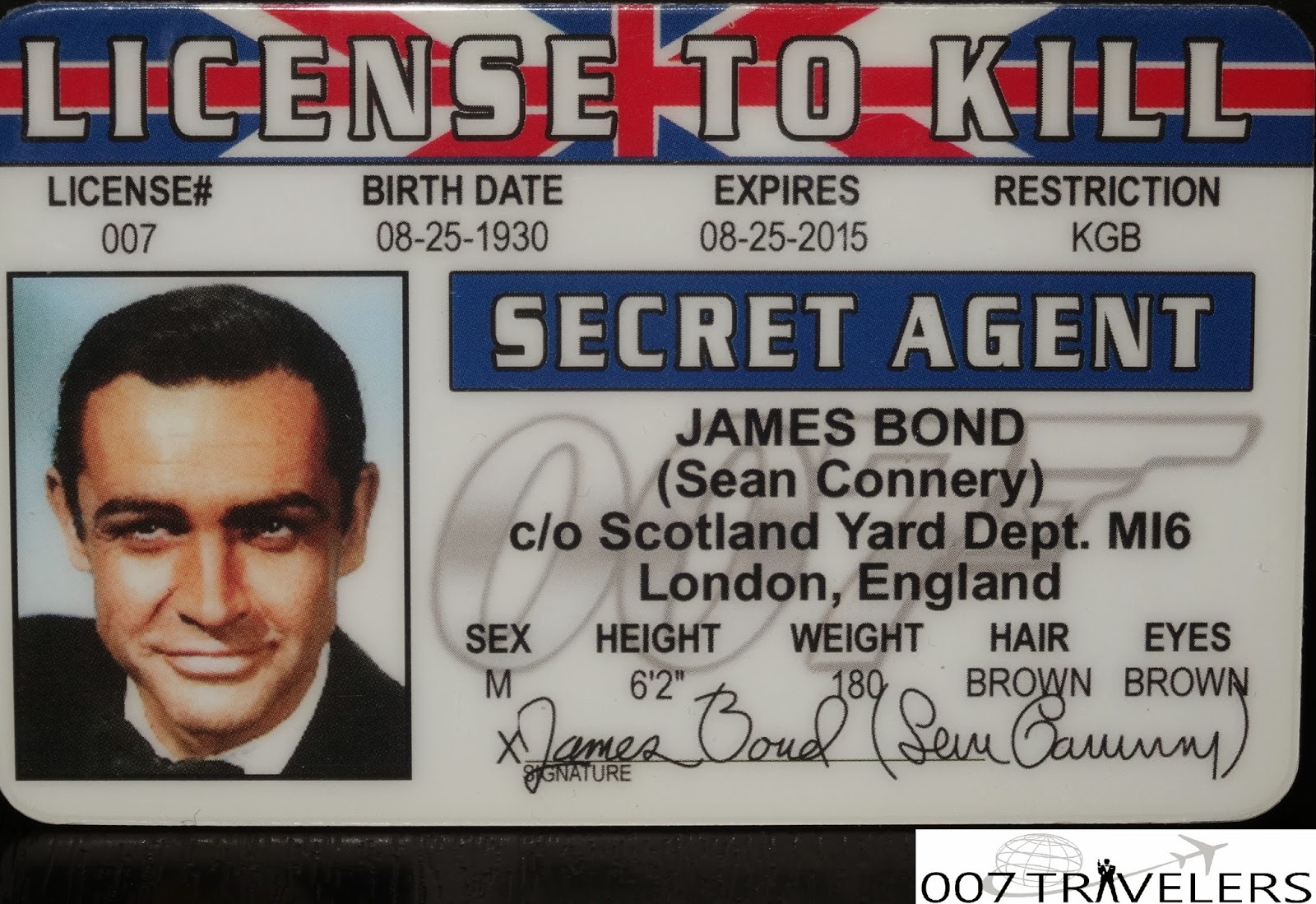 007 Travelers 007 Item License To Kill Id Card