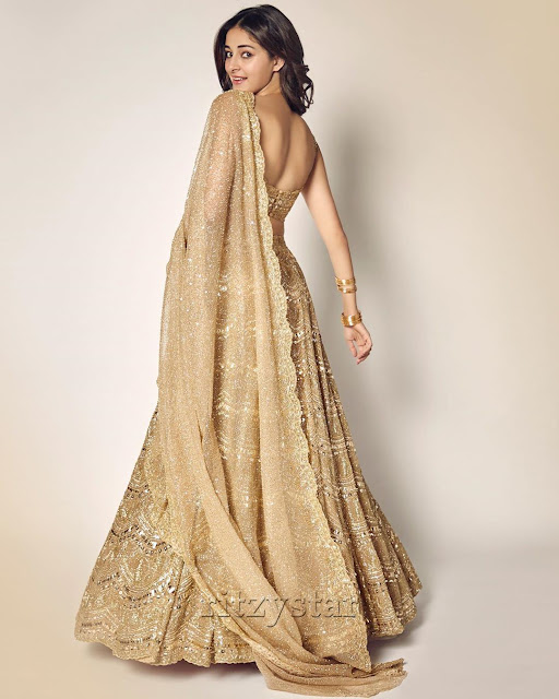 Ananya Panday Sizzles in Sexy Gold Lehenga