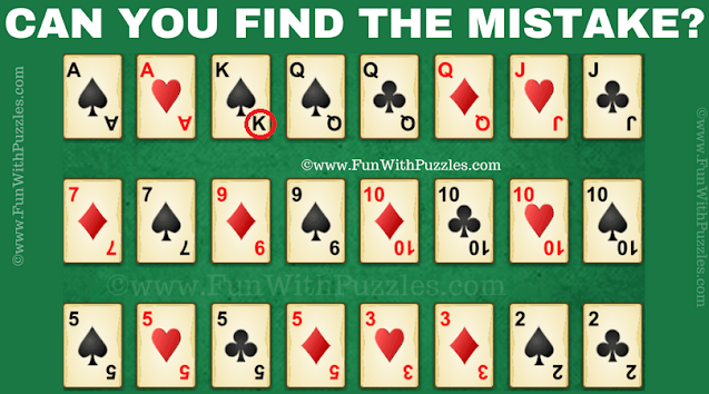 Challenging Cards Mistake Picture Puzzle Answer