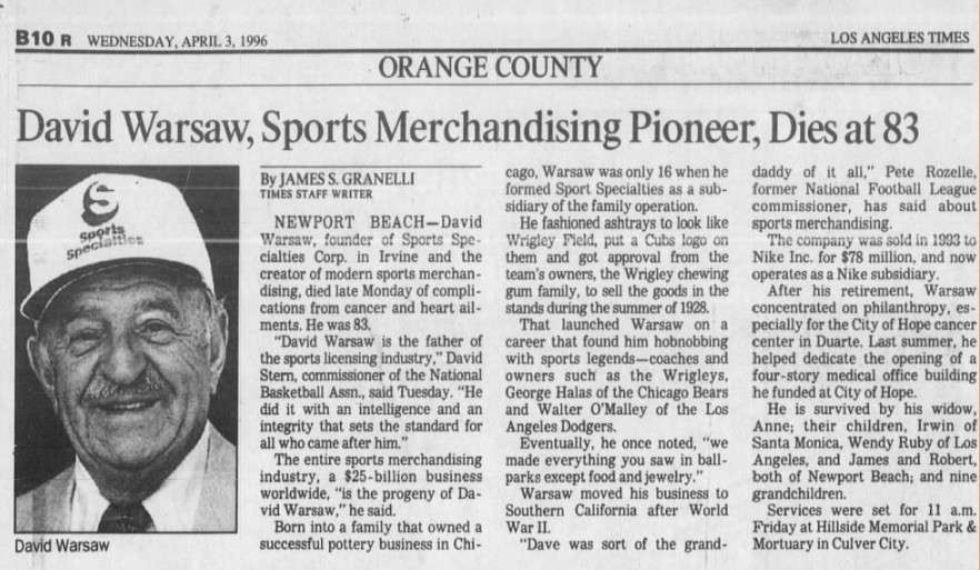 Licensed Sports Products: Sports product licensing history - David