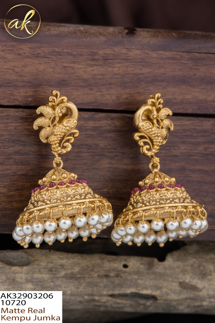 Buy Real Gold Look Impon Ruby Earrings 1 Gram Gold Jewellery