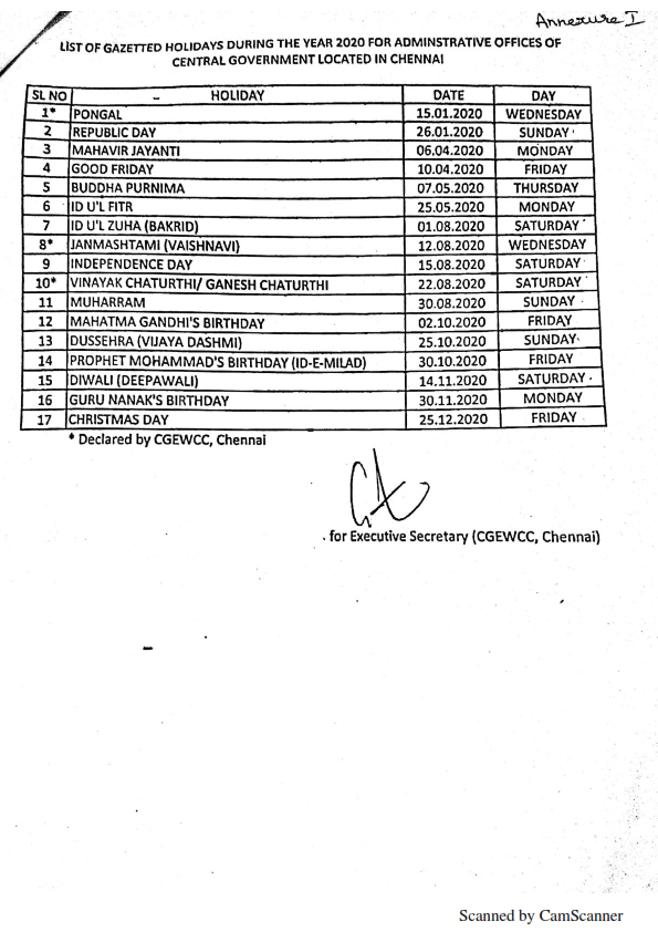 Karnataka Govt Calendar Bank Holidays 2019 Entranceindia