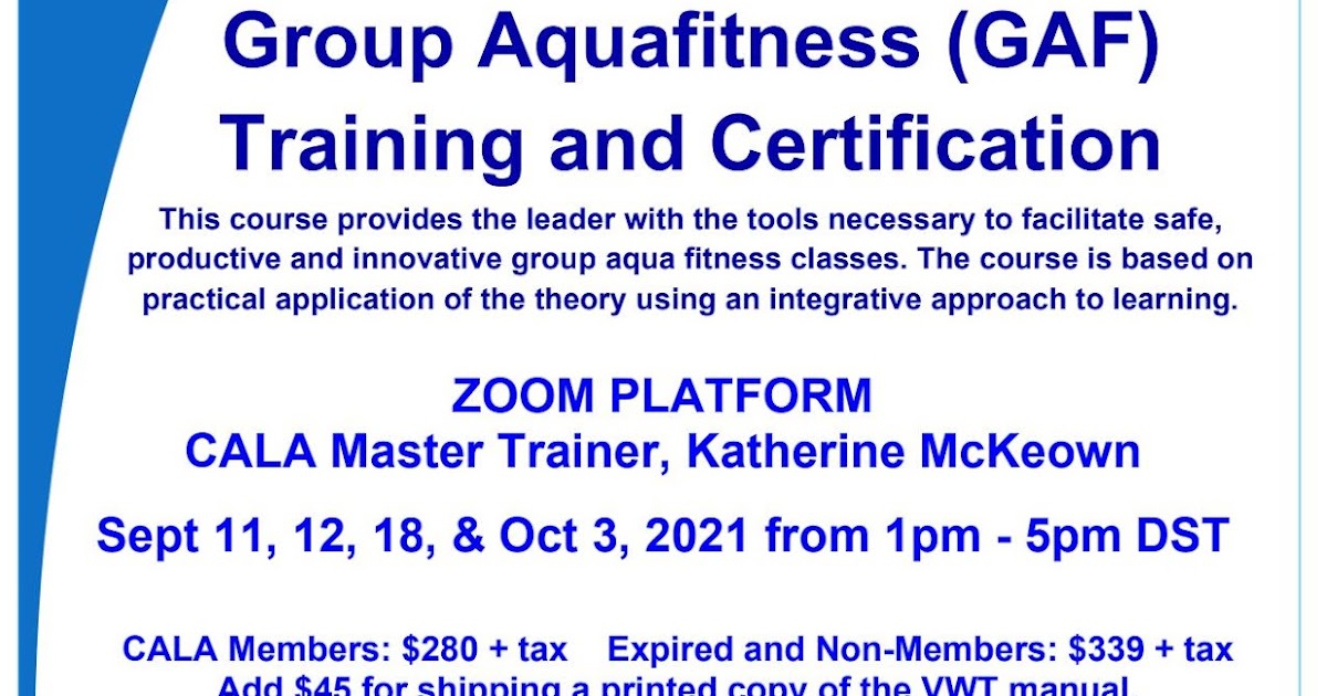 CALA GAF Certification Starts Sept 11 Katherine CALA GAF Certification Starts Sept 11 Katherine