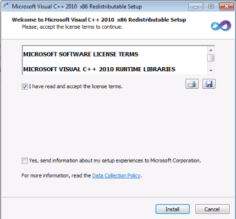 microsoft visual c++ 2010 redistributable package (x32) windows 8