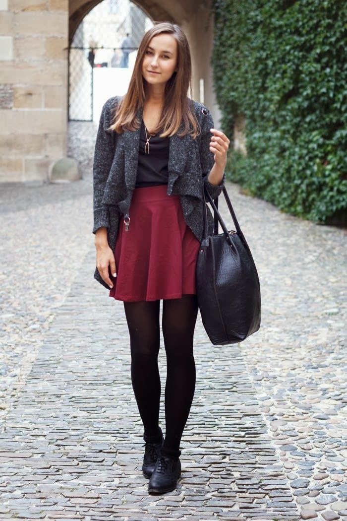 Into the fashion's World Oxblood Skater Skirt and Leggings