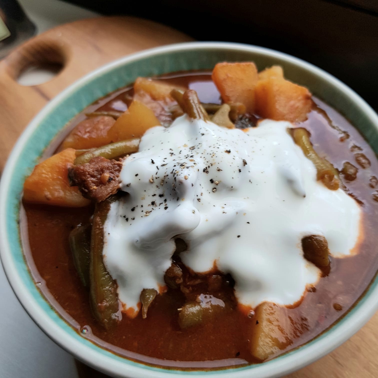 Lammeintopf mit grünen Bohnen orientalisch gewürzt Lammeintopf mit grünen Bohnen orientalisch gewürzt