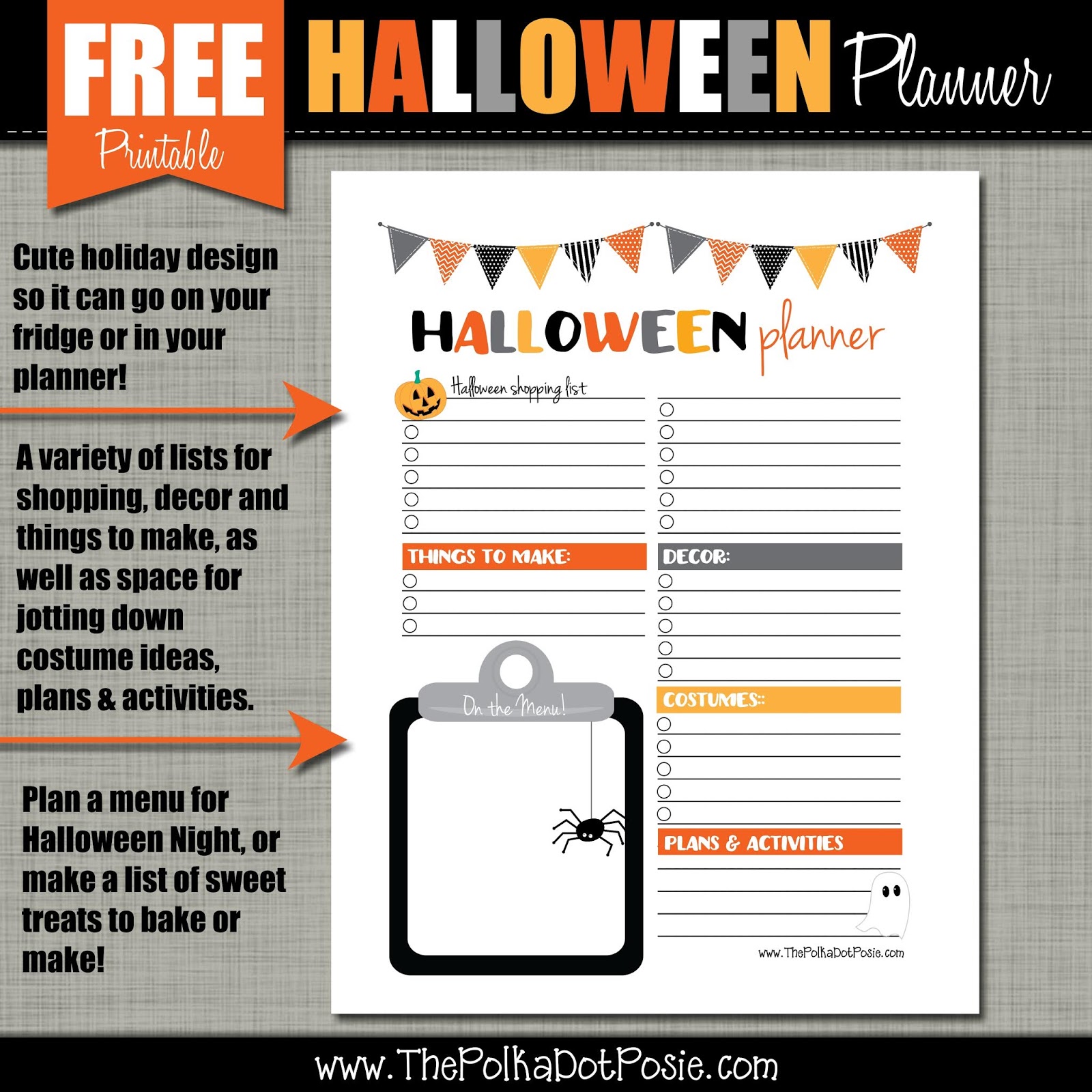 The Polka Dot Posie: FREE Halloween Planner Page