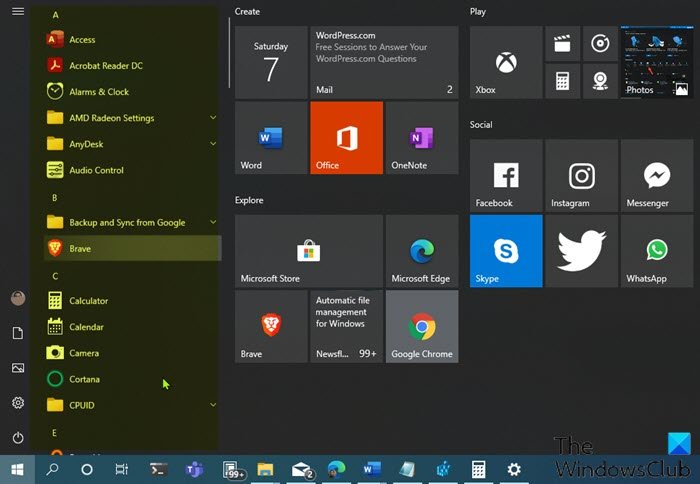 Items toevoegen of verwijderen in Alle apps in het Startmenu